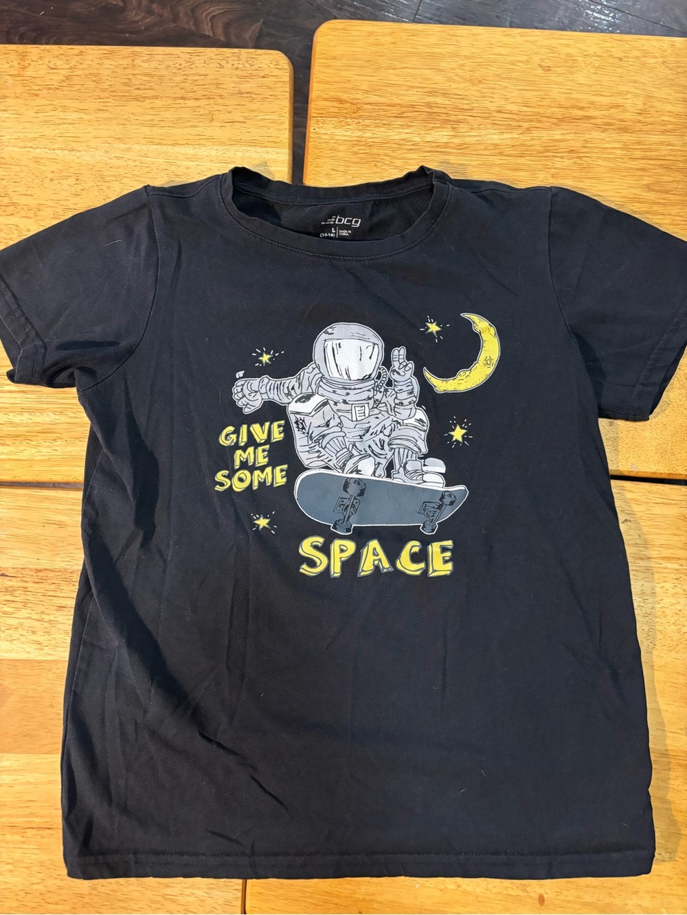 bcg Black Kids Astronaut Skateboard Tee with Yellow Accents